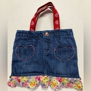 Handcrafted Upcycled Girl’s Purse/Bag, Hearts, Denim